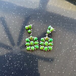 Vibrant Green Cluster Earrings